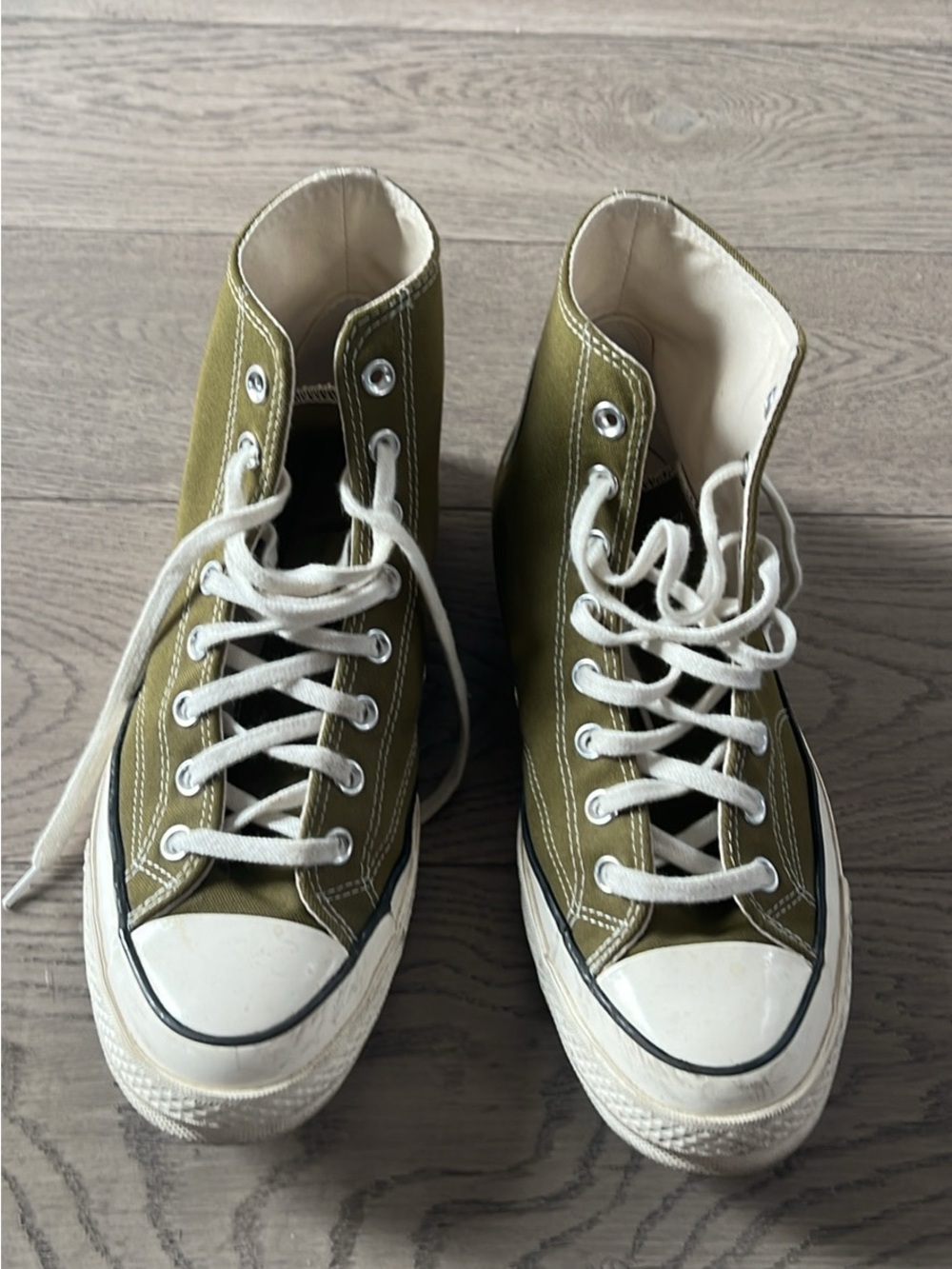 Converse Chuck 70 Olive Green High-Top Canvas Sneakers with White Accents